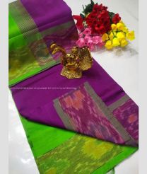 Magenta and Parrot Green color Tripura Silk handloom saree with pochampally border design -TRPP0008577