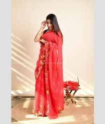 Red color Georgette sarees with sequencing work and multiple thread work design -GEOS0020955