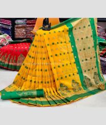 Yellow and Green color Lichi sarees with all over small buti design -LICH0000040