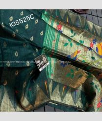 Forest Fall Green and Aquamarine color paithani sarees with all over buties with jari woven temple broad border design -PTNS0005271