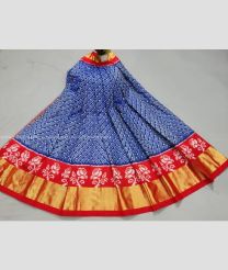 Navy Blue and Red color Ikkat Lehengas with pochampally ikkat design -IKPL0028661