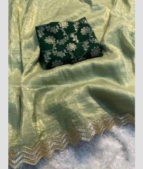 Fern Green and Forest Fall Green color silk sarees with lace border design -SILK0017744