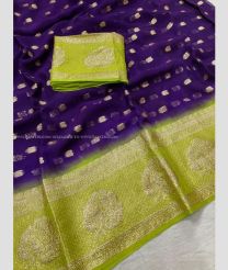 Purple and Acid green color Georgette sarees with all over jari buties design -GEOS0024190
