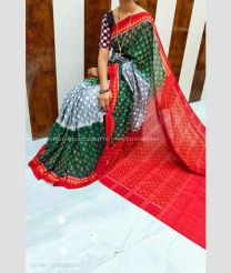 Pine Green and Red color linen sarees with all over digital printed design -LINS0003754