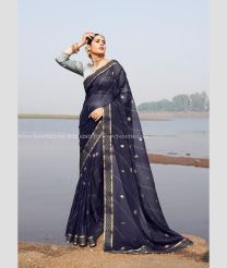 Charcoal Black color Chiffon sarees with all over buties saree design -CHIF0001100