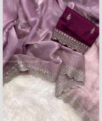 Dust Pink and Plum Velvet color silk sarees with all over jari buties with sequence work design -SILK0017662