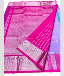 Lavender and Pink color venkatagiri pattu handloom saree with all over silver checks and buties design -VAGP0000781