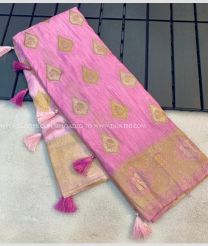 Rose Pink color Banarasi sarees with all over big buties with 2 side border design -BANS0011015