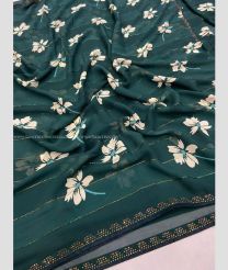 Dark Teal color Georgette sarees with all over fancy printed with diamond work border design -GEOS0024182