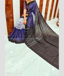 Sky Blue and Dark Chocolate color linen sarees with all over digital printed design -LINS0003743
