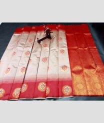 Cream and Red color Uppada Cotton handloom saree with all over buties design -UPAT0004438