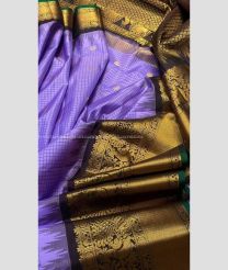 Lavender and Chocolate color gadwal pattu sarees with kanchi kuttu border design -GDWP0001897