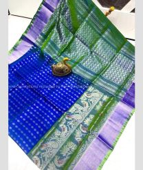 Royal Blue and Green color uppada pattu sarees with anchulatha border design -UPDP0022109
