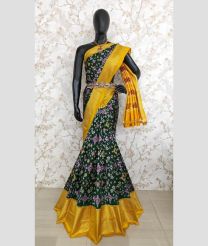 Forest Green and Yellow color pochampally ikkat pure silk handloom saree with pochampally ikkat design -PIKP0036733