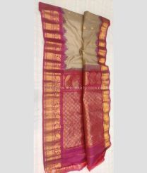 Grey and Pink color gadwal sico handloom saree with temple  border saree design -GAWI0000321