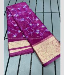 Purple color Organza sarees with heavy embroidery work design -ORGS0003079