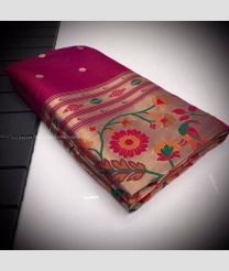 Deep Pink and Pine Green color paithani sarees with all over buties with ganga jamuna border design -PTNS0005084