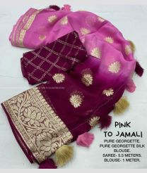 Rose Pink and Plum Velvet color Georgette sarees with all over jari buties design -GEOS0024022