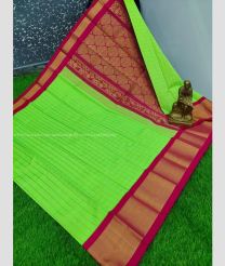 Emerald Green and Deep Pink color Chenderi silk handloom saree with all over checks saree design -CNDP0012184