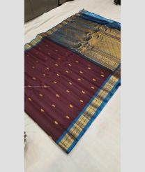 Maroon and Windows Blue color gadwal sico handloom saree with all over buties design -GAWI0000754