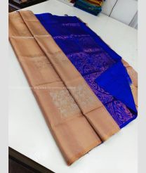 Lite Brown and Royal Blue color soft silk kanchipuram sarees with all over buttas design -KASS0001054