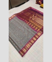 Grey and Magenta color gadwal sico handloom saree with all over buties design -GAWI0000745
