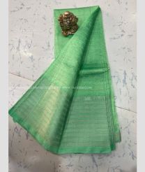Pista color mangalagiri pattu handloom saree with all over jari line checks with silver big border design -MAGP0026254