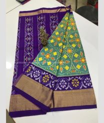Purple and Blue Hosta color pochampally ikkat pure silk handloom saree with pochampally ikkat design -PIKP0036116