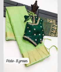 Pista and Pine Green color silk sarees with all over small buties design -SILK0017476