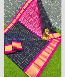 Black and Pink color chanderi soft silk sarees with kaddy border saree design -CNSS0000018