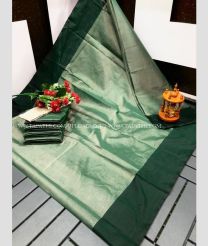 Fern Green and Forest Fall Green color Uppada Tissue handloom saree with plain with two sides pattu border design -UPPI0001557
