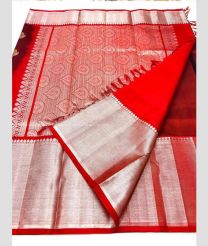 Maroon and Red color venkatagiri pattu handloom saree with all over buties design -VAGP0000736