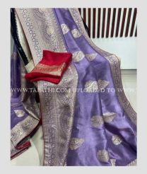 Lite Purple and Red color Georgette sarees with all over gold jari weaving with banarasi kaddi design -GEOS0014591