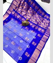 Blue and Royal Blue color uppada pattu sarees with all over buttas design -UPDP0022033