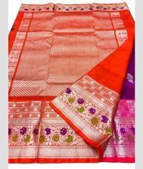 Magenta and Red color venkatagiri pattu handloom saree with all over silver buties design -VAGP0000793