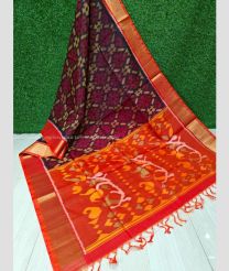 Maroon and Red color Ikkat sico handloom saree with all over ikkat design -IKSS0000349