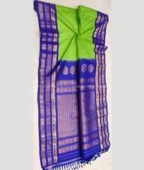 Light Green and Royal Blue color gadwal sico handloom saree with temple  border saree design -GAWI0000317