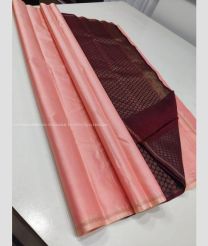 Baby Pink and Maroon color soft silk kanchipuram sarees with hand woven design -KASS0000581