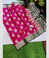 Pink and Black color Banarasi sarees with all over meenakari buties with jacquard border design -BANS0018750