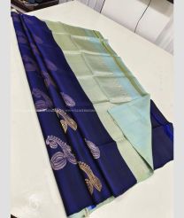 Navy Blue and Sky Blue color soft silk kanchipuram sarees with all over big buties design -KASS0001011