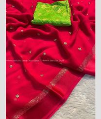Pink and Green color Georgette sarees with all over embroidery design -GEOS0024313