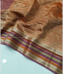 Lite Brown and Pink color Banarasi sarees with fancy border design -BANS0018863