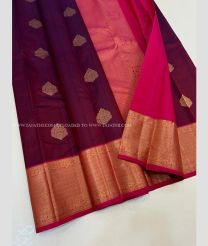 Maroon and Pink color kanchi pattu handloom saree with all over big buties design -KANP0013736