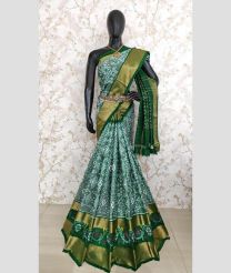 Fern Green and Green color pochampally ikkat pure silk handloom saree with pochampally ikkat design -PIKP0036745