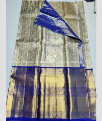 Half White and Royal Blue color kanchi Lehengas with zari border design -KAPL0000070