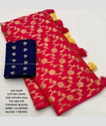 Pink and Navy Blue color Banarasi sarees with all over jari woven design -BANS0018813