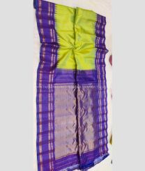 Light Green and Purple color gadwal pattu handloom saree with temple  border saree design -GDWP0000402
