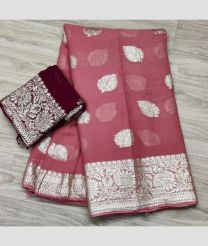 Dust Pink and Maroon color Georgette sarees with all over jari pan buties with banarasi jari border design -GEOS0023956