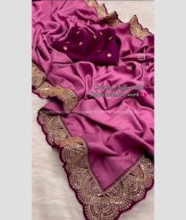 Dust Pink and Deep Pink color Chiffon sarees with plain with sabyasachi lace work border design -CHIF0001957
