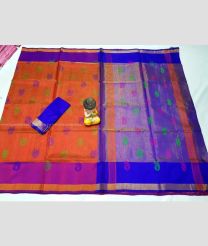 Orange and Purple color Uppada Tissue handloom saree with all over tissue nakshthra buties design -UPPI0001417
